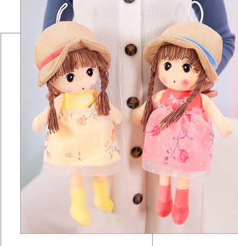 Sweetheart Soft Baby Doll Girl, Plush Stuffed Toy with Hat Skirt, Cute Rag Dolls Baby Girls Sleeping Partner Doll, Xmas Birthday Gift for Kids, 45cm - Pink