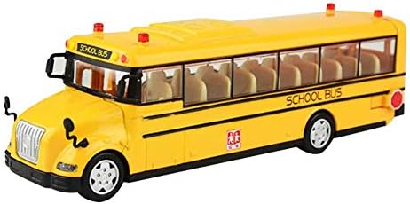 Ljourney Simulation Alloy Sound and Light Pull Back Bus American Pull-Back Die-Cast Car School Bus Models Lighting and Music Alloy Electric Toys for Kids