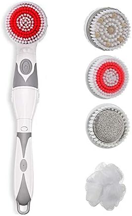 Hiwalk Cleansing Body Soft Electric Scrubber Brushes -4 Attachments To Achieve Radiant Vibrant Beautiful Skin Removing Oil, Dead Skin. Discover Your Youthful Advantage. (Grey)
