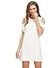 Milumia Women's Scoop-Neck Solid Sleeve Short Straight Dress, White, X-Large