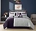 Chezmoi Collection 7-Piece Quilted Patchwork Comforter Set, Queen, Lavender Purple