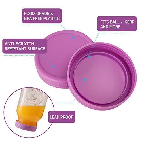 Aozita [12 Pack] Colored Plastic Mason Jar Lids for Ball, Kerr and More 6 Regular Mouth & 6