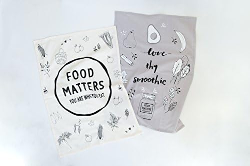 Large Organic Towel - Kitchen, Dish &amp; Tea Towels, Twin Pack by Food Matters - 100% Organic, Non-toxic, Cotton, 24 inches (61 cm) x 17.7 inches (45 cm)