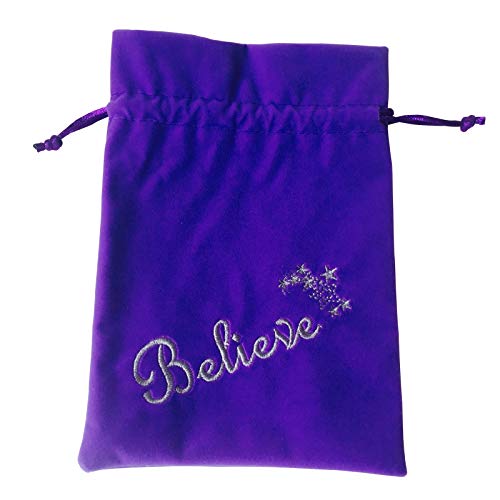 FindSomethingDifferent Embroidered Believe/Stars Purple Velvet Tarot Bag 18x13cm by Find Something Different