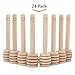 24-Pack 3.2 Inch Wood Mini Honey Dipper with Smile Face for Honey Jar Pot Dispense, Individually Wrapped