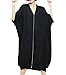 ellazhu Women Loose Baggy Middle Sleeves Black Solid Long Chiffon Outerwear GA1142