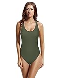 zeraca Women's Retro High Cut One Piece Swimsuit (M10, Oliver)