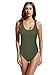 zeraca Women's Plus Size Retro High Cut Athletic One Piece Swimsuit Bathing Suit (XL18, Olive)