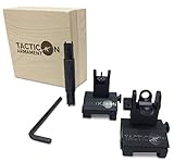Tacticon Armament Flip Up Iron Sights For Rifle Includes Front Sight Adjustment Tool | Rapid Transition Backup Front And Rear Iron Sight BUIS Set Picatinny Rail And Weaver Rail