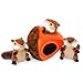 ZippyPaws - Woodland Friends Burrow, Interactive Squeaky Hide and Seek Plush Dog Toy - Chipmunk ‘n Acorn