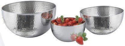 3 PC STAINLESS STEEL HAMMERED MIXING BOWL SET 1QT, 2QT, AND 4 QTS SIZE