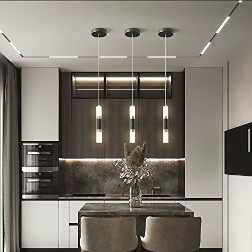 ZYBWL Modern LED Pendant Light Black Gold Height Adjustable Small Pendant Lamp Mini Lamp For Dining Room Living Room Bedroom Bar Kitchen Living Room(3-Pack)
