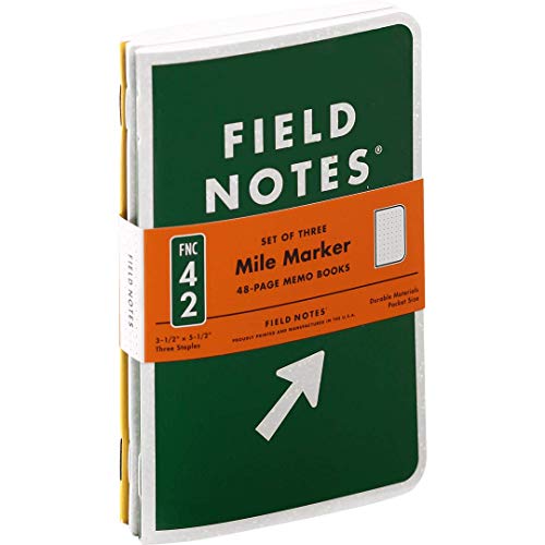 Field Notes Mile Marker 3 Pack DotGraph Memo Books, 3.5 x 5.5