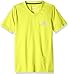 adidas Big Girls' 2-Tone V-neck Climate Tee, Shock Slime, Large/14