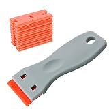 EEFUN Glass Scraper with 20pcs Plastic Safety Blades for Removing Vinyl Decals Stickers &Glue from Cars, Boats and Other Delicate Surfaces