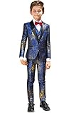 ELPA ELPA Boys Suit Formal Tuexdo Blue and Golden