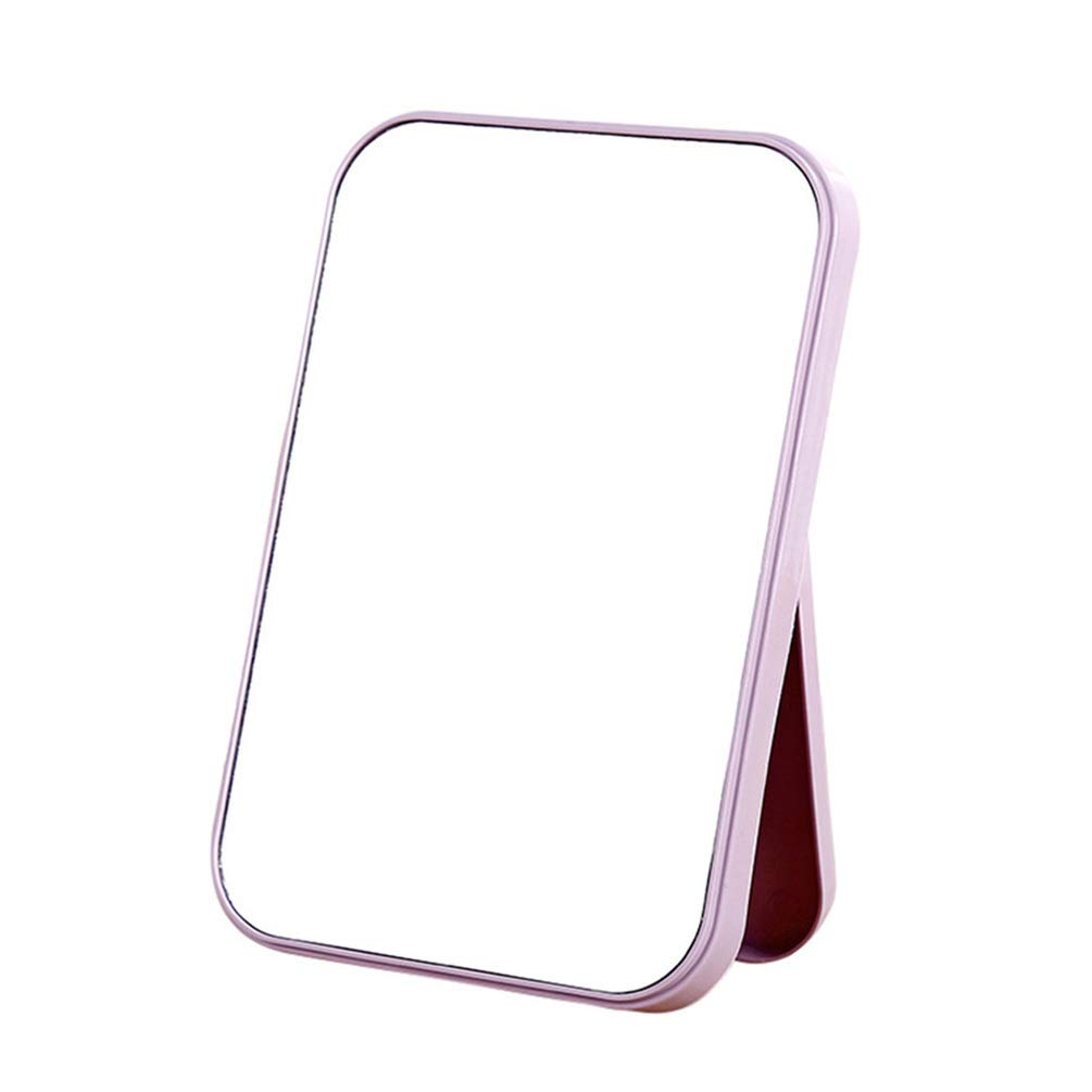 Solustre Makeup Mirror with Stand up, Foldable Facial Mirror Desktop Cosmetic Mirror Square Mirror for Table Desk Bathroom (Light Purple)