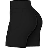 Sunzel No Front Seam Biker Shorts for Women with Pockets, Yoga Workout Gym Bike Shorts with Tummy Control