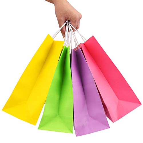 Livder 24 Pieces Gift Bag Kraft Paper Bags with Handle for Birthday, Wedding and Party Celebrations (Colorful)