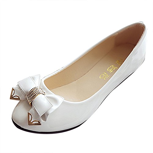 Newest Women's Flat Shoes,Sunyastor Spring Autumn Toe Flat Heel Bow Tie Shoes Women Fashion Women's Leather Slip On Shoes White