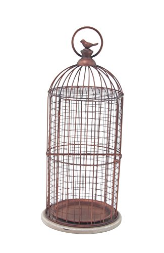 Deco 79 94673 Decorative Bird Cage, Bronze/White
