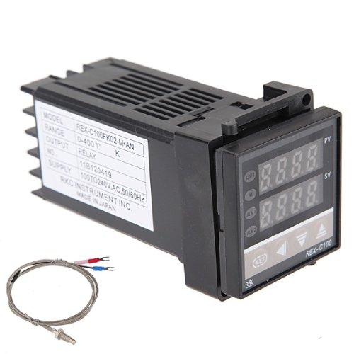 Dual PID Digital Display Temperature Controller REX-C100 with K Thermocouple Probe
