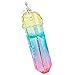 SUNYIK Rainbow Angel Aura Quartz Pendant,Raw Point Rock Crystal Necklace,Titanium Healing Jewelry