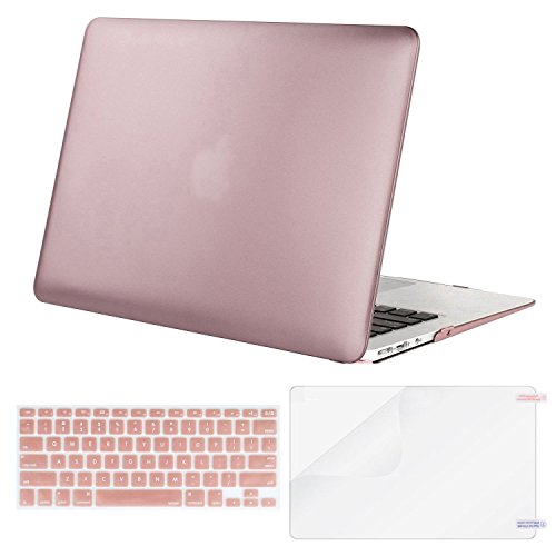 Mosiso Plastic Hard Case with Keyboard Cover with Screen Protector for MacBook Air 13 Inch (Models: A1369 and A1466), Rose Gold