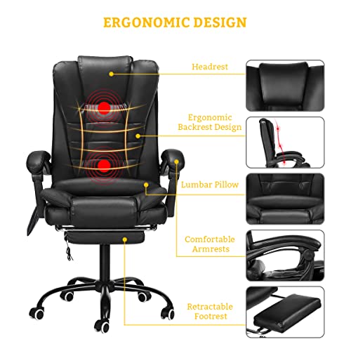 VANSPACE Ergonomic Massage Office Chair with Footrest Reclining