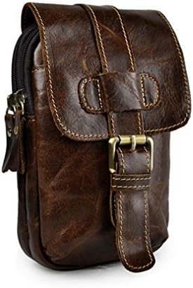 KUAISUF Vintage Genuine Leather Waist Bag Men's Multi-Function Bag Belt Sling Bags Casual Mini Travel Bag Mobile Coffee