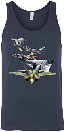 History of Fighter Planes Air Force Army Mens Tank Top 2XL Navy