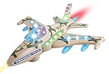 TECHEGE Battery Powered F16 Military Fighter Jet Airplane Toy- Flashing Lights, Music, Moves Around on Its Own and Changes Directions When It Touches Something - Great Gift Idea Sure to Keep Kids Entertained for Hours