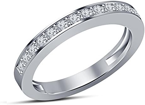 Solid 925 Sterling silver Cubic Zirconia half eternity band ring width 3mm - ET02-5