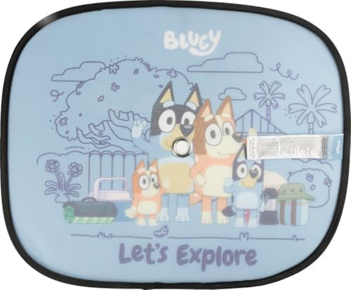 Par de Cortinas Tataway Bluey para Laterales de Coche, 44 x 35 cm, Parasol para Ventana, protección Solar y térmica, diseño Colorido para niños