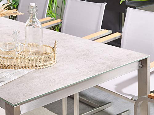 Beliani Gartentisch Sicherheitsglas Keramik beige 180x90 cm Edelstahlgestell Cosoleto – Bild 7