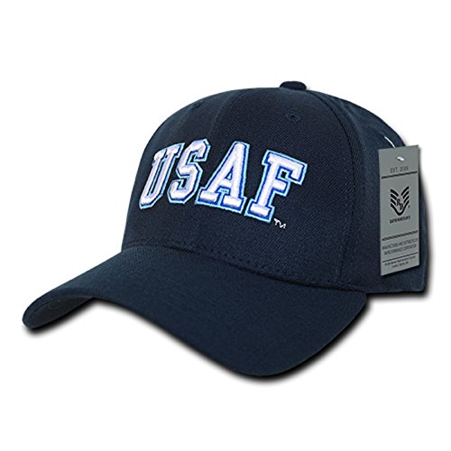United States US Air Force USAF Flex Wings Baseball Ball Structured Fitted Cap Hat S/M L/XL (L/XL)