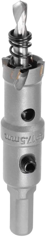 17.5mm TCT Hole Saw, 11/16” Cutting Diameter Tungsten Carbide Tipped Hole Cutter Opener Drill Bit, for Stainless Steel Metal Plate Aluminum