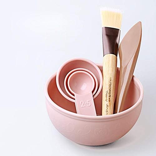 DIY Face Mask Mixing Tool Set, 7 In 1 - Facial Mask Bowl With Lid (3.5"ร1.7"), Stick Spatula, Silicone Face Mask Brush, Measuring Spoon - Lady Facial Skin Care, Women Face Care Mask, Pink