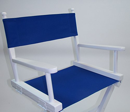 Personalized Imprinted Gold Medal Contemporary 18" Table Height White Frame Directors Chair - Royal Blue