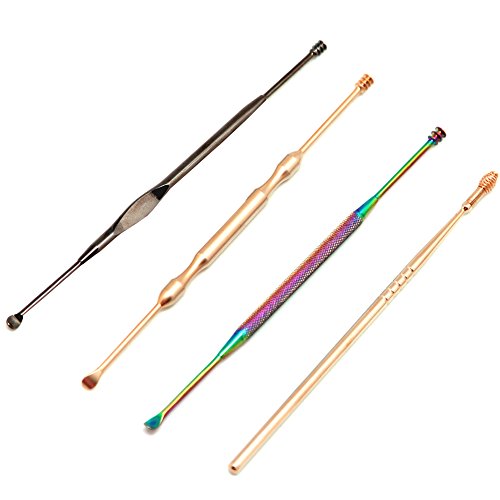 Spove Earwax Removal Curettes,Ear Hygiene Care Kits Ear Wax Remover Ear Pick Tool Sets, Stainless Steel,4pcs Ear Cleaning Tools in Metal Box