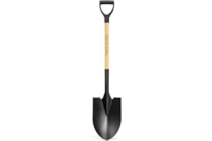 HIGHLIGHT Spade, Heavy Duty Gardening Shovel, Garden Shovel 41 inch for Digging, Round Shovel with D-Handle, for Garden,Beach, Snow, Fiberglass Handel, Wood