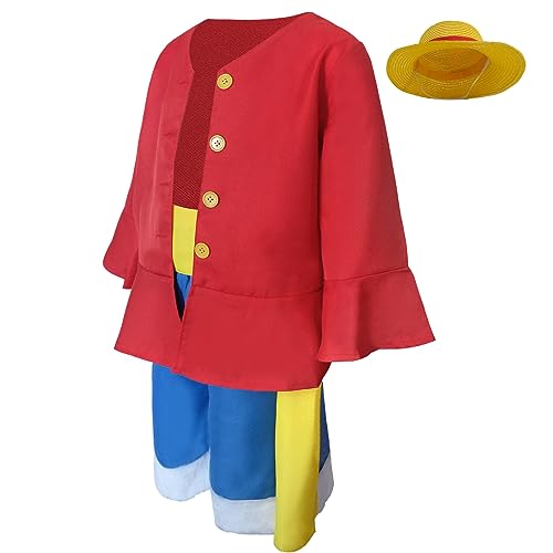 SPORTBANG Anime Luffy Costume Straw Hat Luffy Cosplay Outfits Halloween
