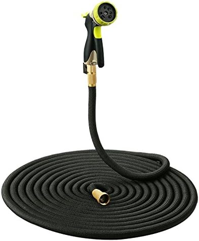 Riemex Expandable Hose 2017 NEW Best Garden Water Hose-TRIPLE LATEX- Expanding Solid Brass Fittings Connectors, Flexible Strongest - for all Watering Needs (100 FT, Black)