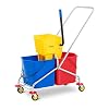 ulsonix Schoonmakende Karretje Janitoriale Winkelwagen Schoonmakende Kar Hotel Wringer 2 Emmers 48L UNICLEAN 10…