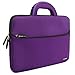 Evecase 13.3-14 inch Slim Portable Neoprene Carrying Laptop Sleeve Case Bag w/ Handles and Accessory Pocket (Purple with Black Trim)