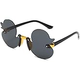 Tustao Cartoon Little Duck Personality Frameless Sunglasses Boys and Girls Copy Tide Sunshade Sunglasses Girls gifts (Gray)