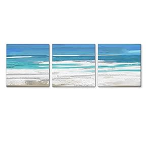 3 Panel Teal Blue Abstract Pictures Home Wall...