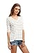 ROMWE Women's Half Sleeve V-Neck Striped T-Shirt Tops