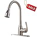 Hotis Commercial Pull Out Single Handle Stainless Steel Pull Down Sprayer Kitchen Sink Faucet, Brushed Nickel Kitchen Faucet with Escutcheon