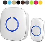 Wireless Doorbell by SadoTech - Waterproof Door Bells & Chimes Wireless Kit - Over 1000-Foot Range, 52 Door Bell Chime, 4 Volume Levels with LED Flash - Wireless Doorbells for Home - Model C (White)